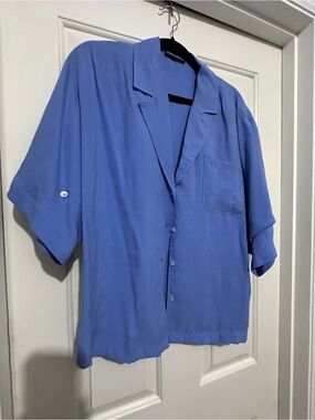 Zara Periwinkle Short-Sleeve Lightweight Shirt Jacket